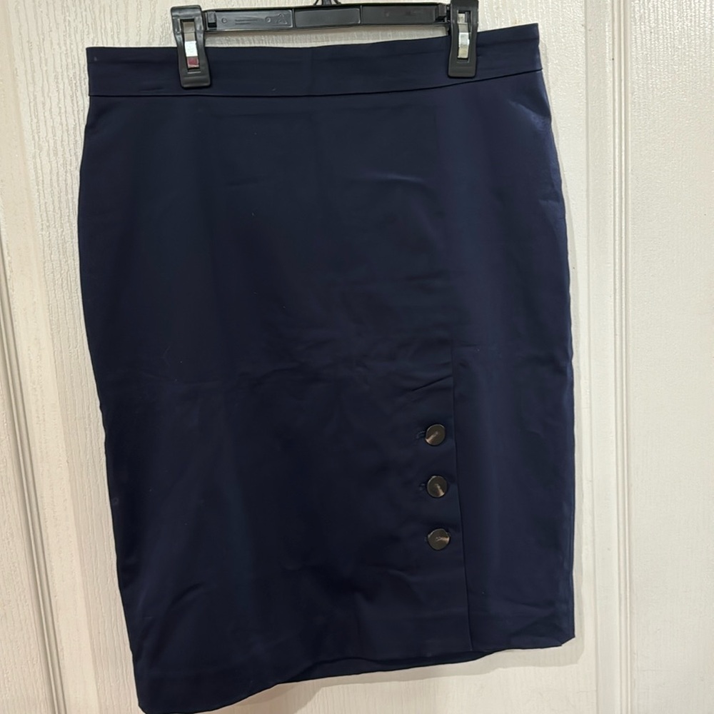 Ann Taylor Navy pencil skirt with buttons